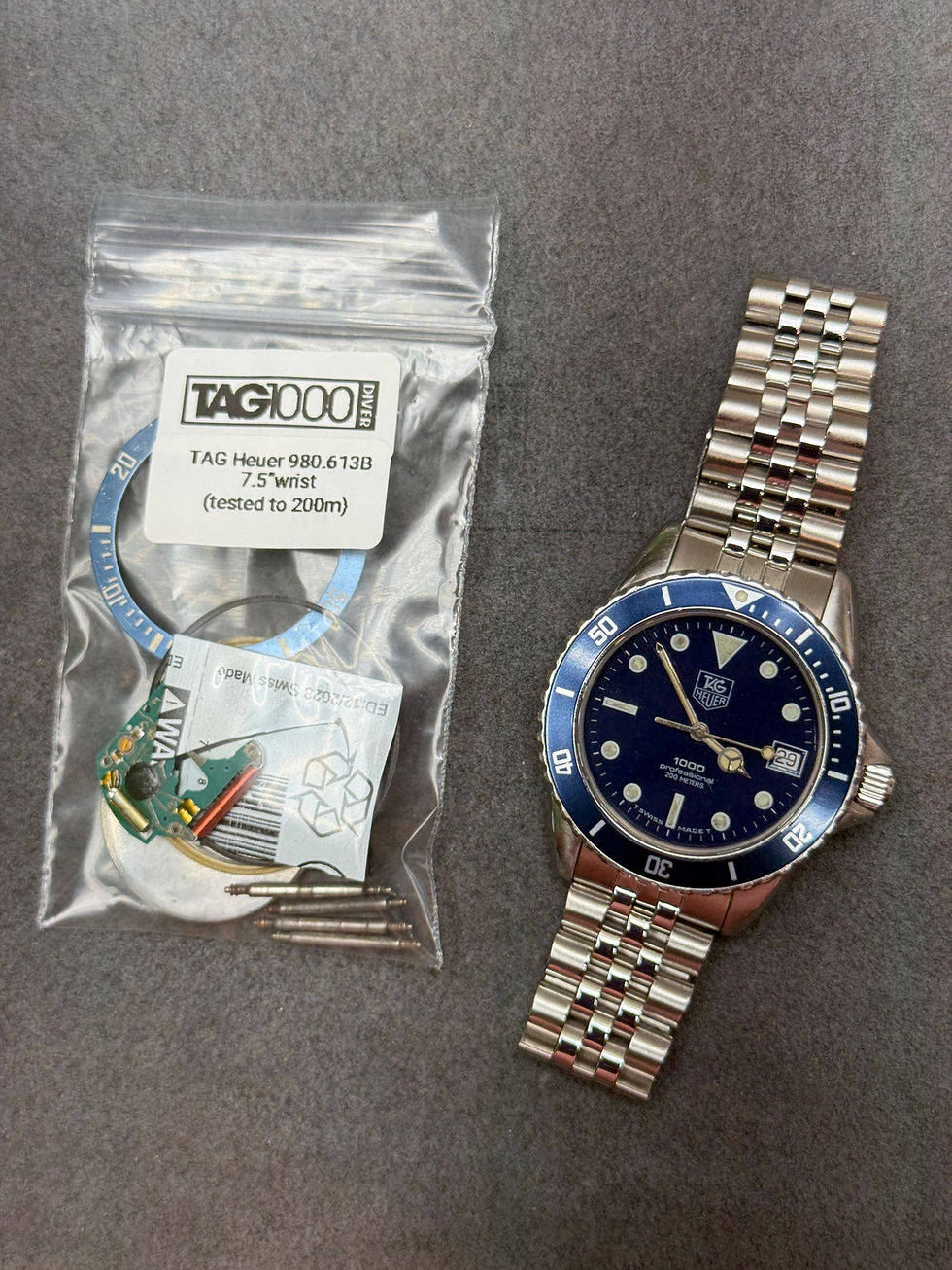 Thumbnail: 👍 SERVICED! Semi-Wabi TAG HEUER 1000 980.613 blue Submarine Dive Watch