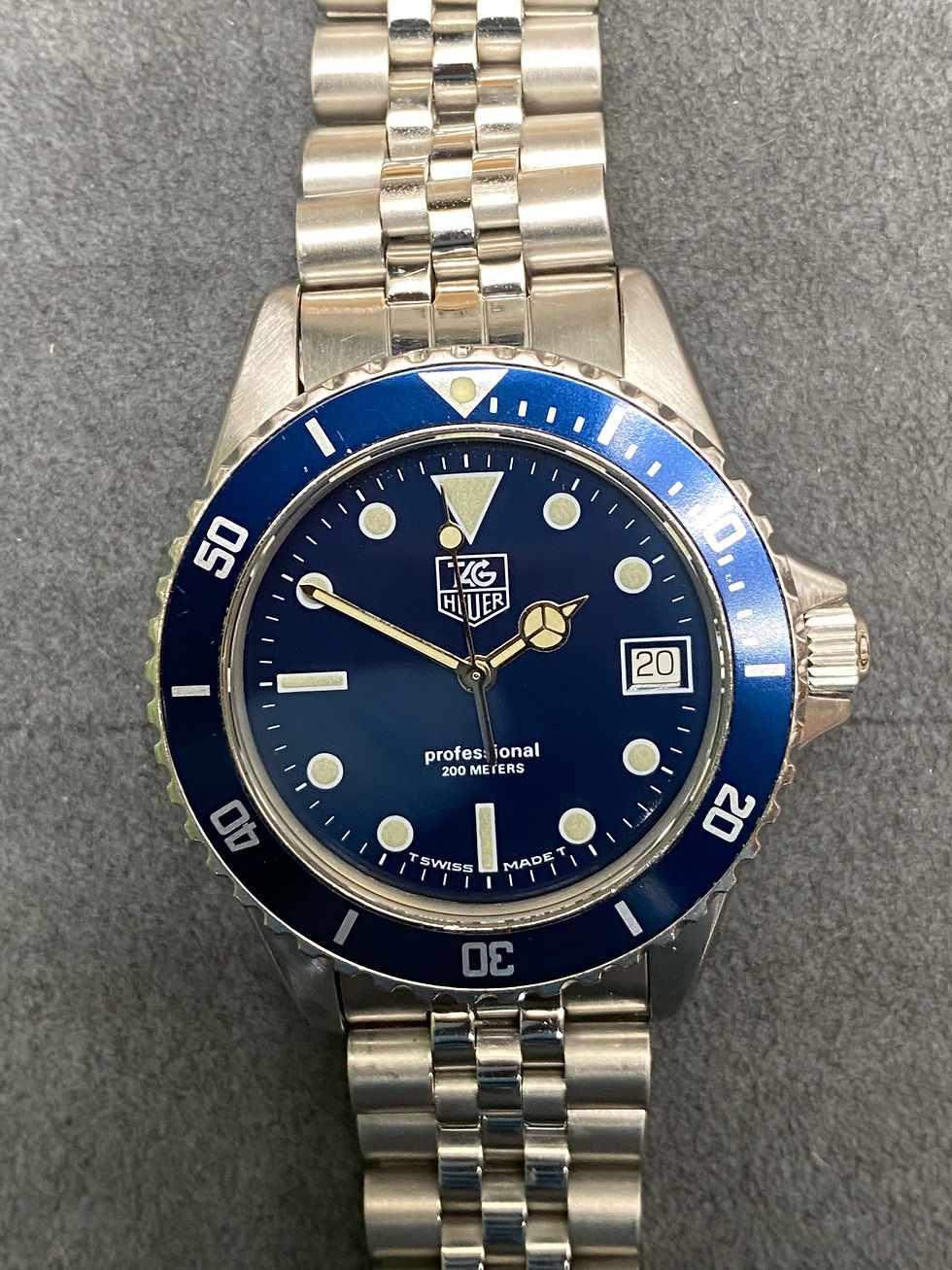 Thumbnail: 👍 Vintage TAG HEUER 1000 980.613 blue Submarine Dive Watch
