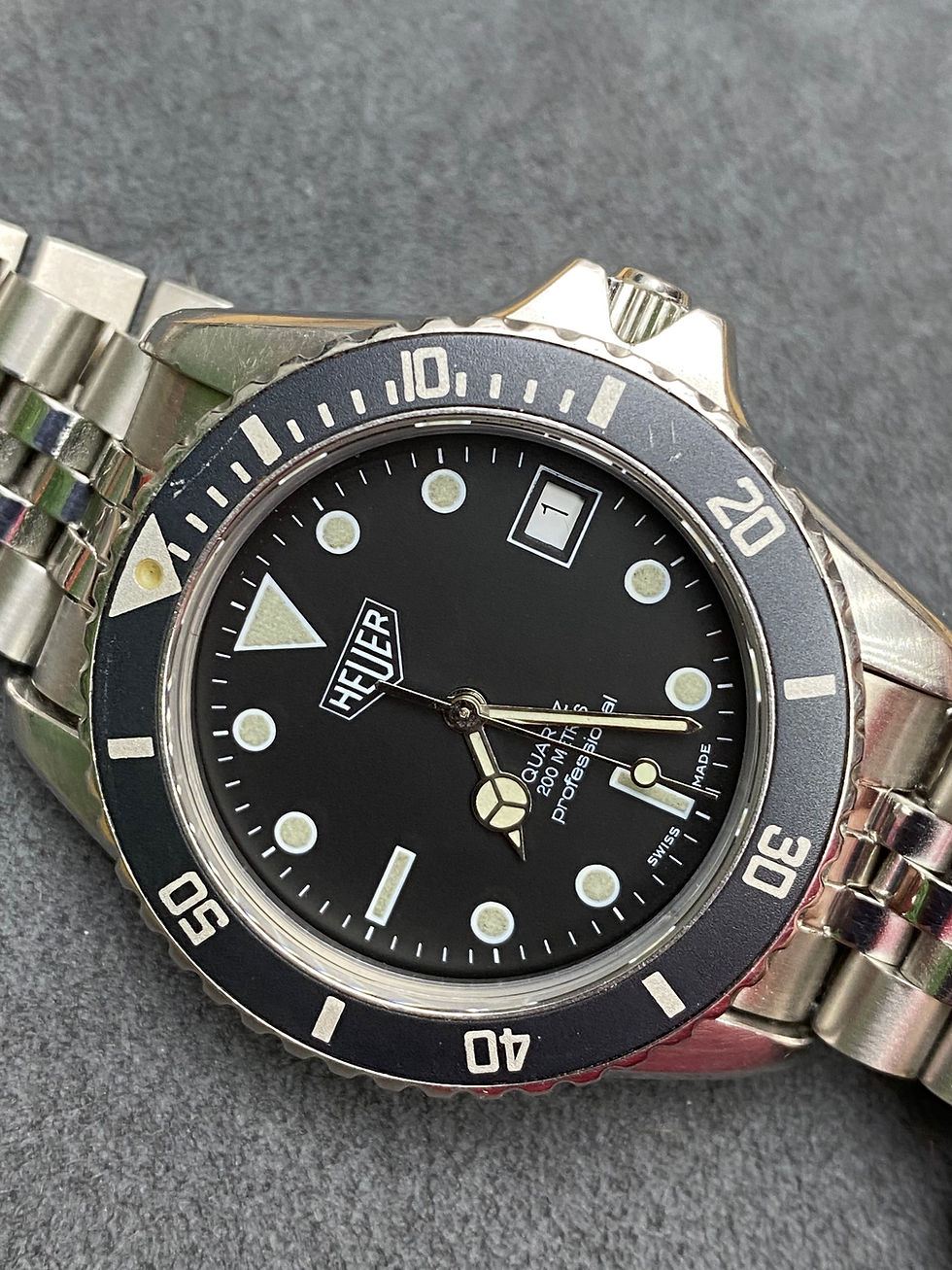 Thumbnail: 👍 Vintage TAG HEUER 1000 980.013 Black Dial 844 Monnin Dive Watch