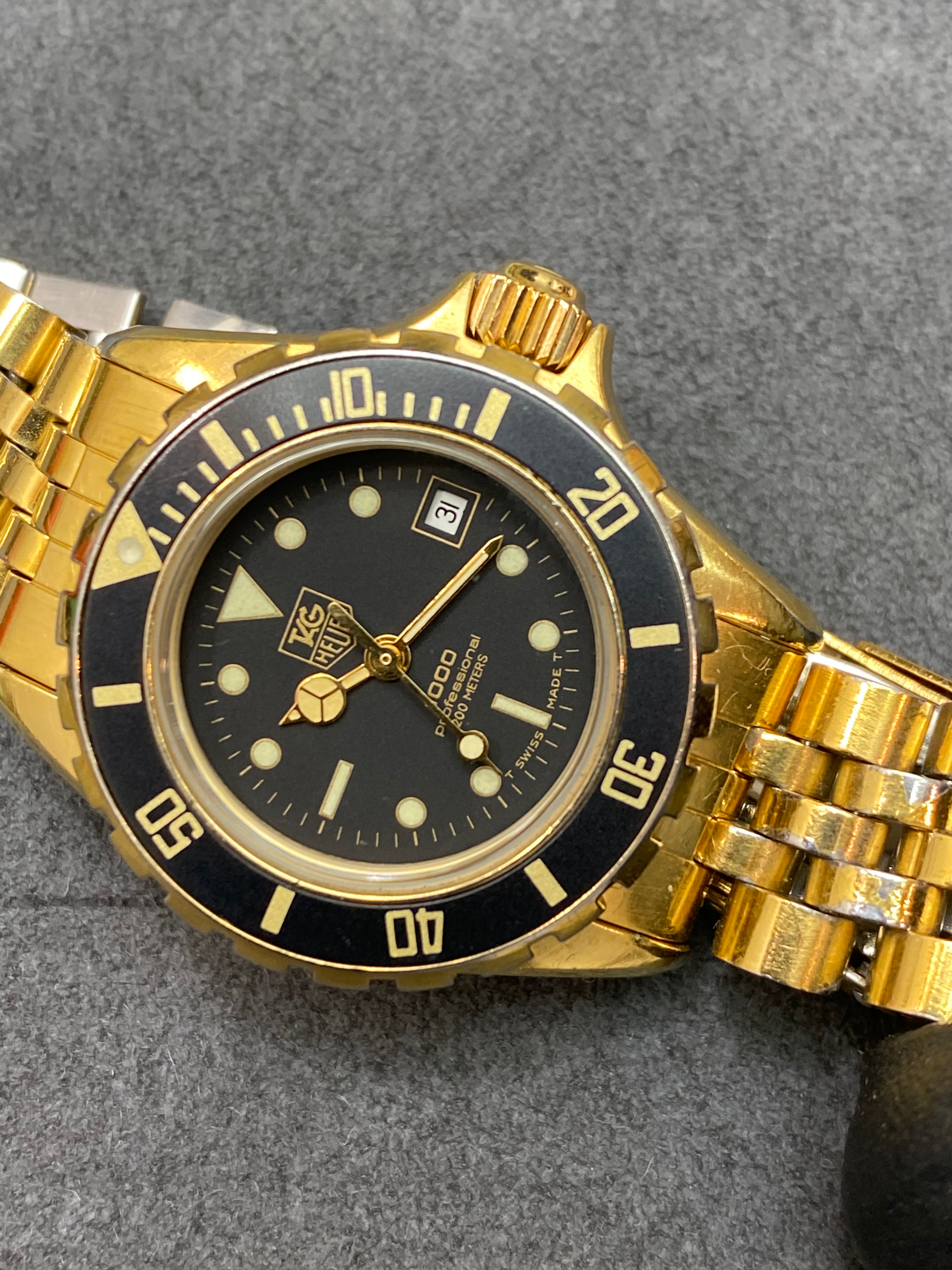 👍 Serviced Tag Heuer 1000 Gold 980.017 Wolf of Wall Street Ladies Dive Watch