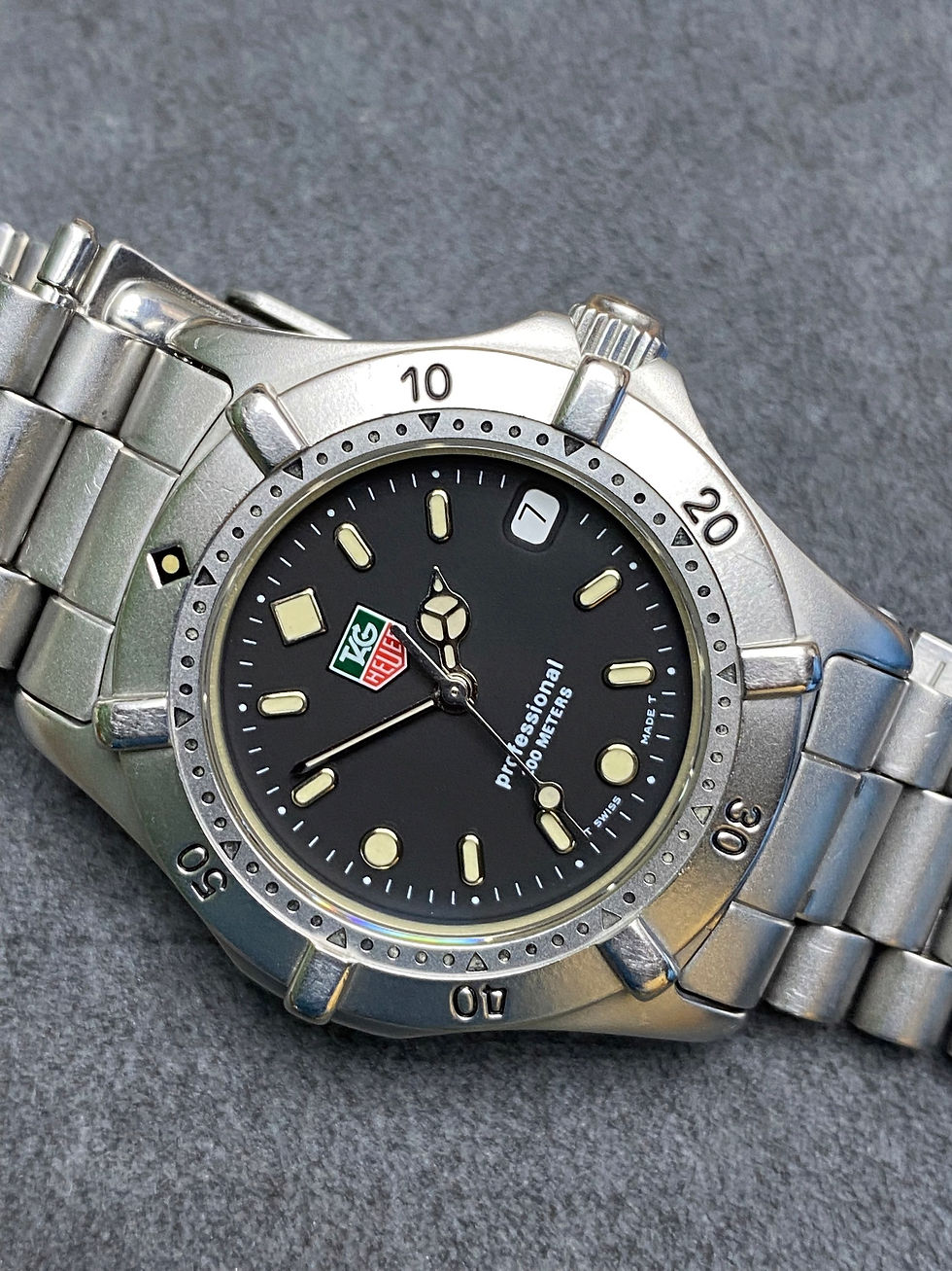 👍 Vintage TAG HEUER 2000 Black Dial 844 Monnin Watch WE1210-R Midsize 32/34mm