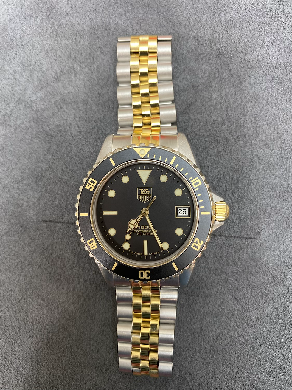 Thumbnail: 👍 Serviced TAG HEUER 1000 980.020 gold Submariner Vintage Dive Watch