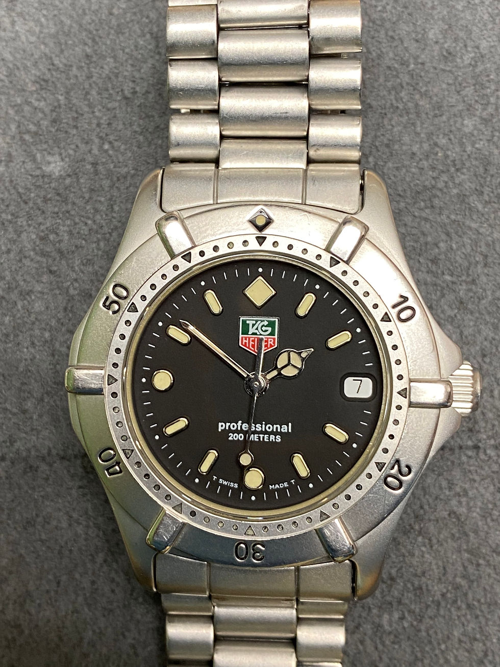 Thumbnail: 👍 Vintage TAG HEUER 2000 Black Dial 844 Monnin Watch WE1210-R Midsize 32/34mm