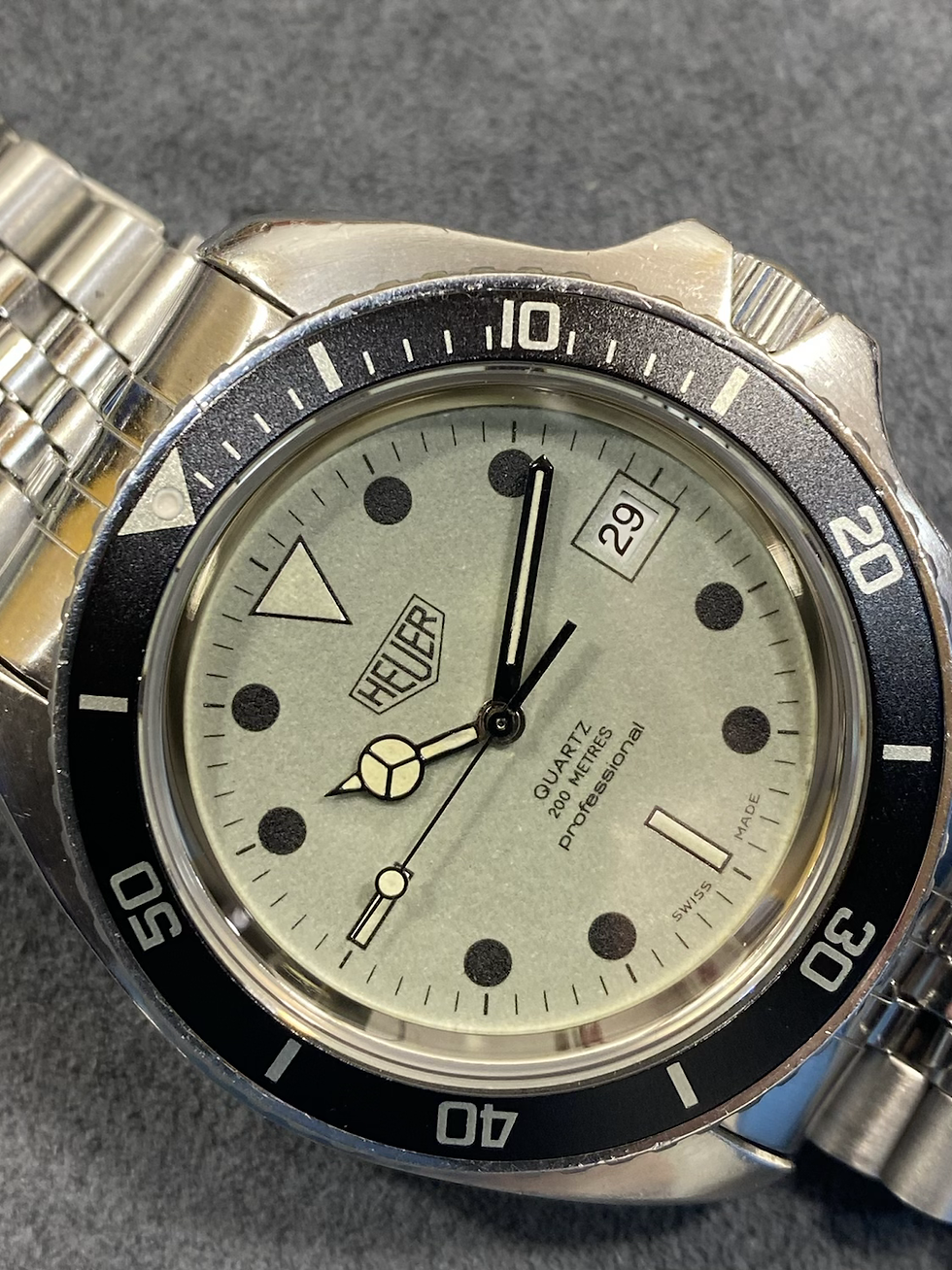 👍 Vintage TAG HEUER 1000 980.032 Jumbo Lume Submariner 844 Style Dive Watch