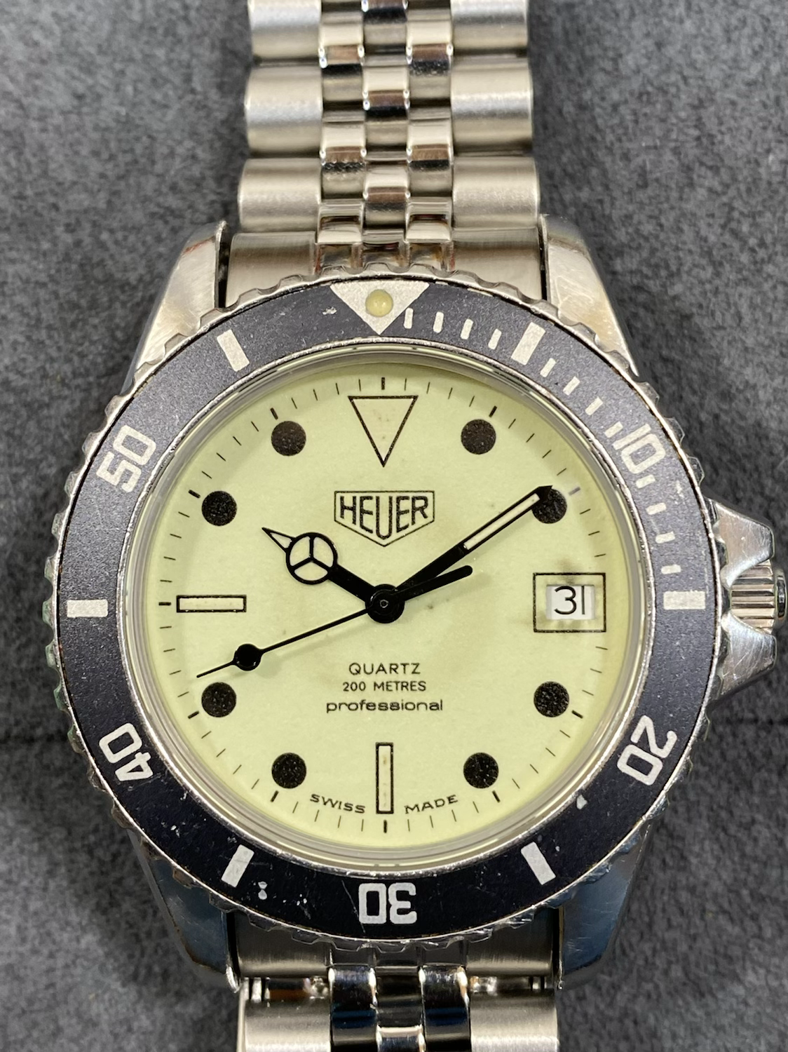 👍  Vintage TAG HEUER 1000 980.113 Lume Dial Submariner Night Diver Style Watch