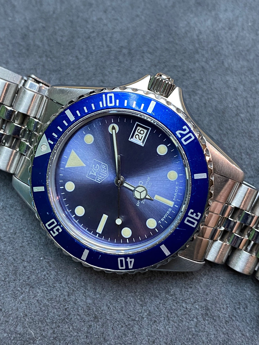 👍 Vintage TAG HEUER 1000 980.613 Sunburst Dial 844 Monnin Dive Watch