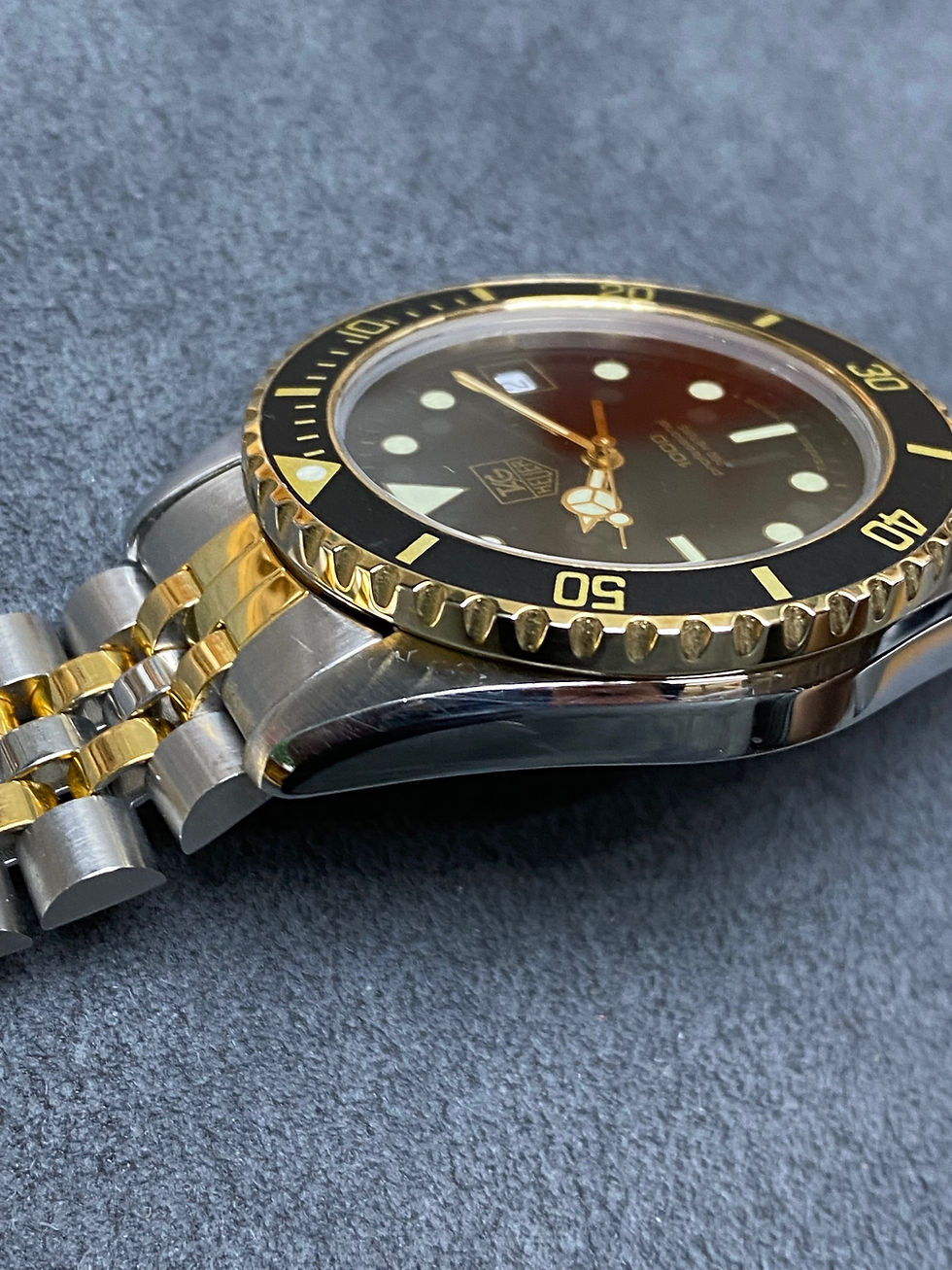 Thumbnail: 👍 Vintage TAG HEUER 1000 980.020 Two Tone Gold Submarine Dive Watch