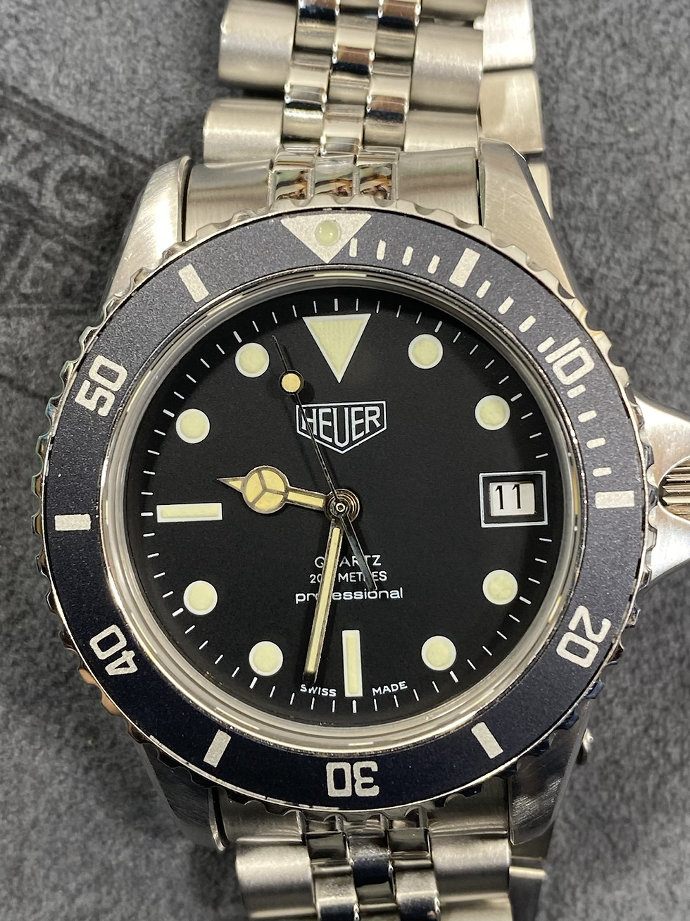 Thumbnail: 👍 Vintage Serviced TAG HEUER 1000 980.013 Black Submariner Style Dive Watch