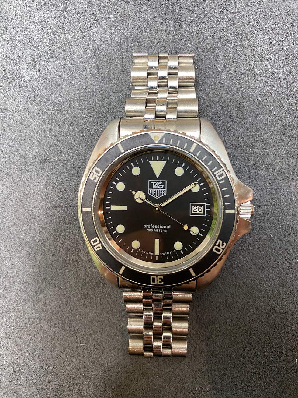 Thumbnail: 👍 Vintage TAG HEUER 1000 980.006 Jumbo Black Submarine 844 Style Dive Watch