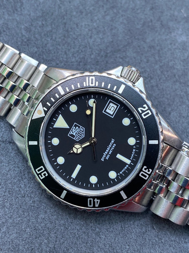 👍 Vintage TAG HEUER 1000 980.013 Black Dial 844 Monnin Dive Watch