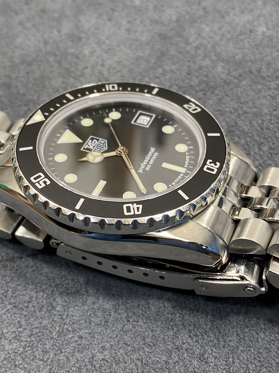 Thumbnail: 👍 Vintage TAG HEUER 1000 980.013 Black Submariner Style Dive Watch