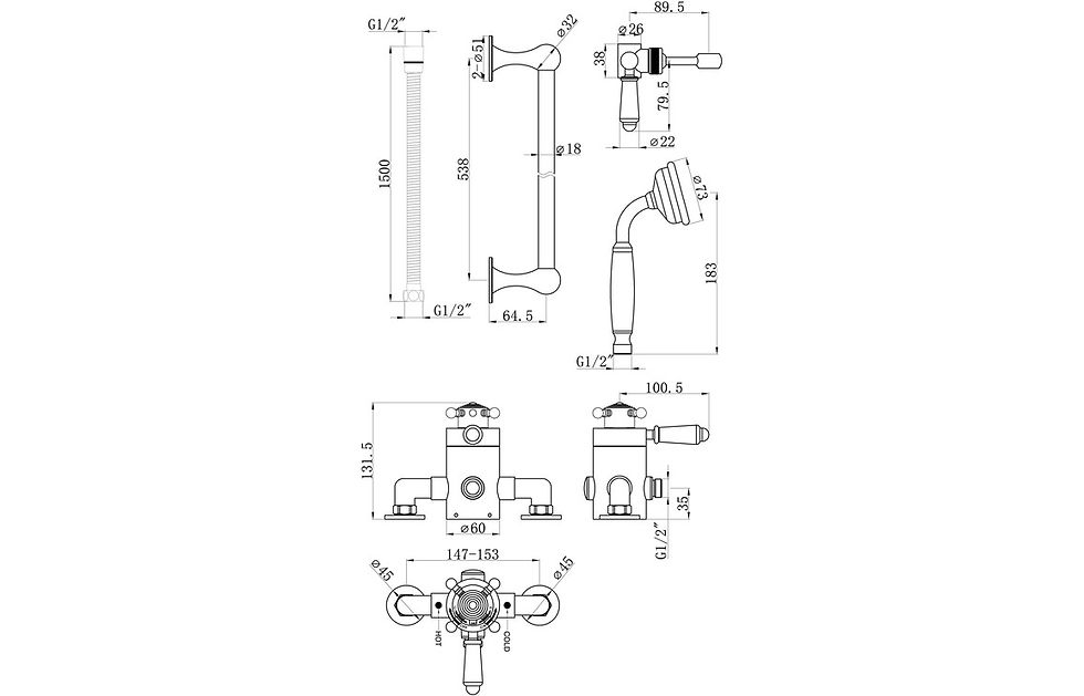 Thumbnail: Belinda Shower Pack1 - Concentric 1 Outlet Concealed Shower Valve & Riser Kit