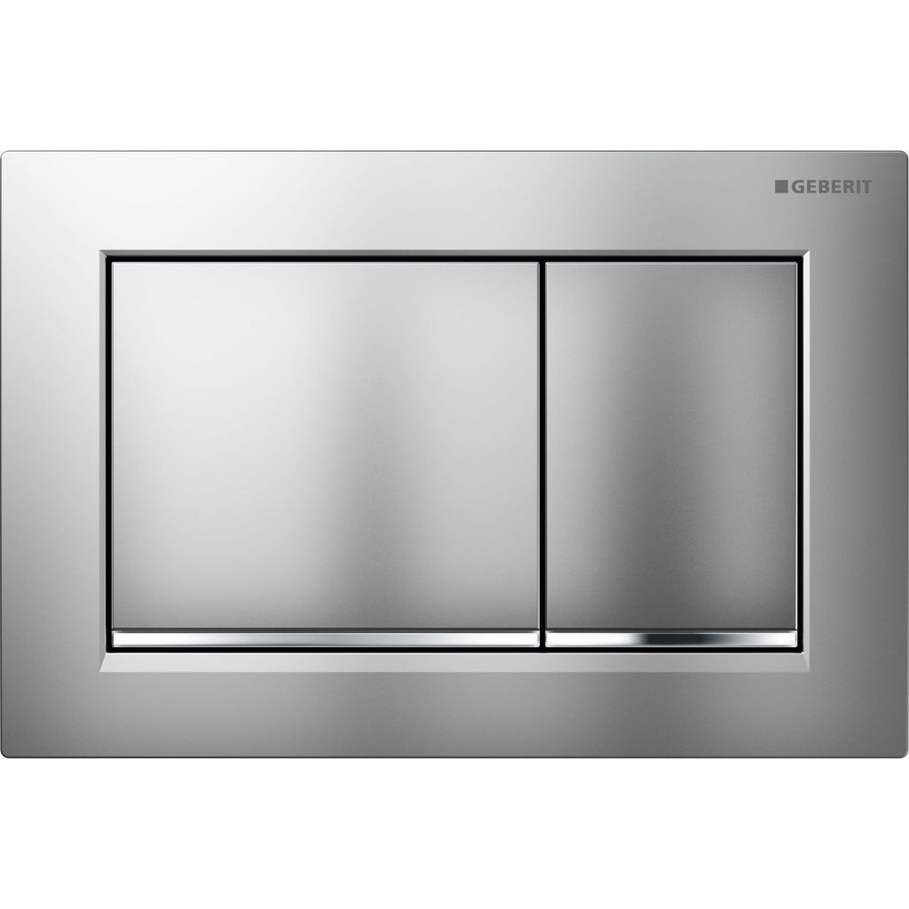Geberit Omega20 Square Dual Flush Plate – Matt Chrome with Gloss Chrome Detail
