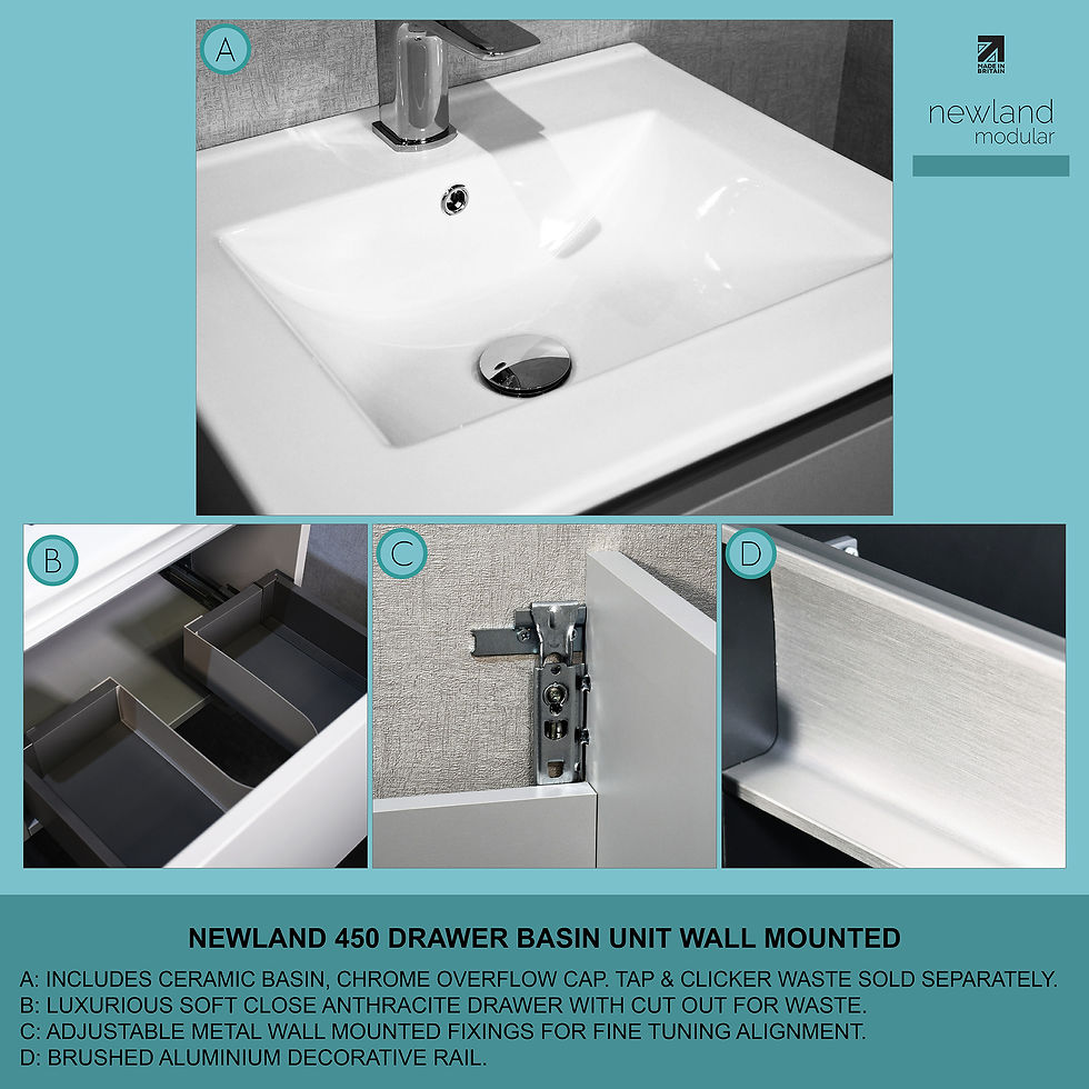 Thumbnail: Modern Wall Hung Basin Unit 600mm