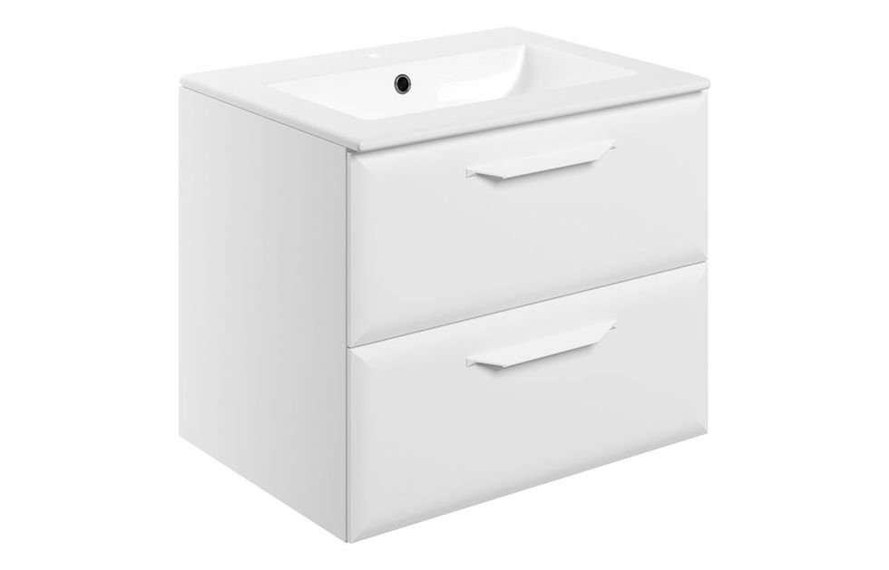 Monty 615mm Wall Hung 2 Drawer Basin Unit w/1TH Basin - Matt White