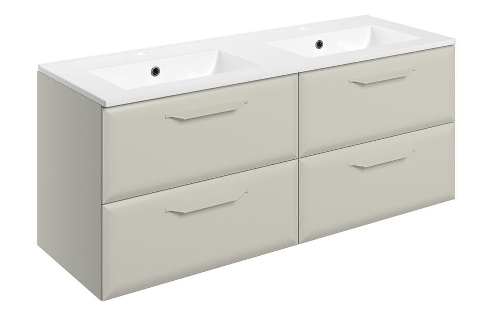 Monty 1210mm Wall Hung 4 Drawer Basin Unit w/2TH Basin - Matt Latte