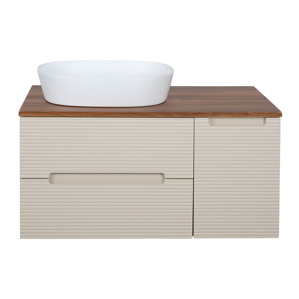Monza Plus 900mm Wall Hung Vanity Unit with Cabinet & Countertop -Oatmeal/Walnut