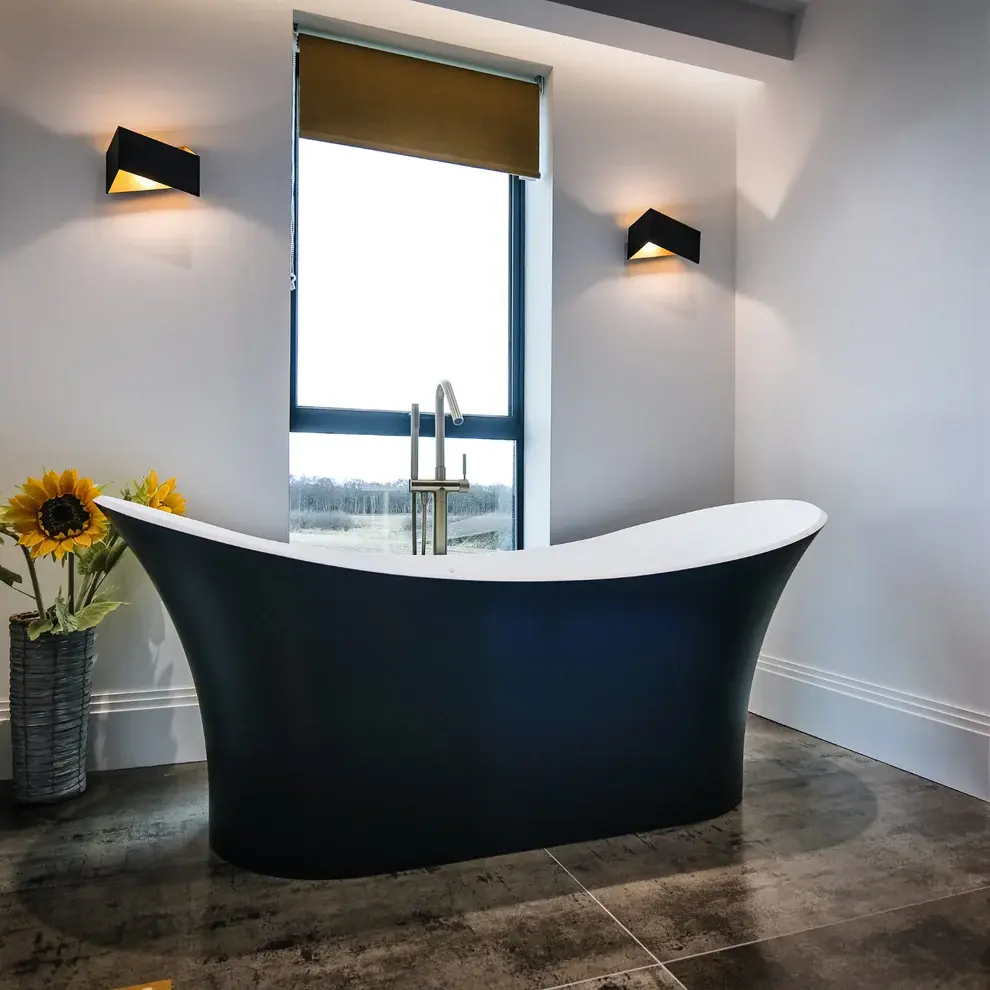 In Trend Blackwell Freestanding Bath Matt Black & White 1750x750x680mm
