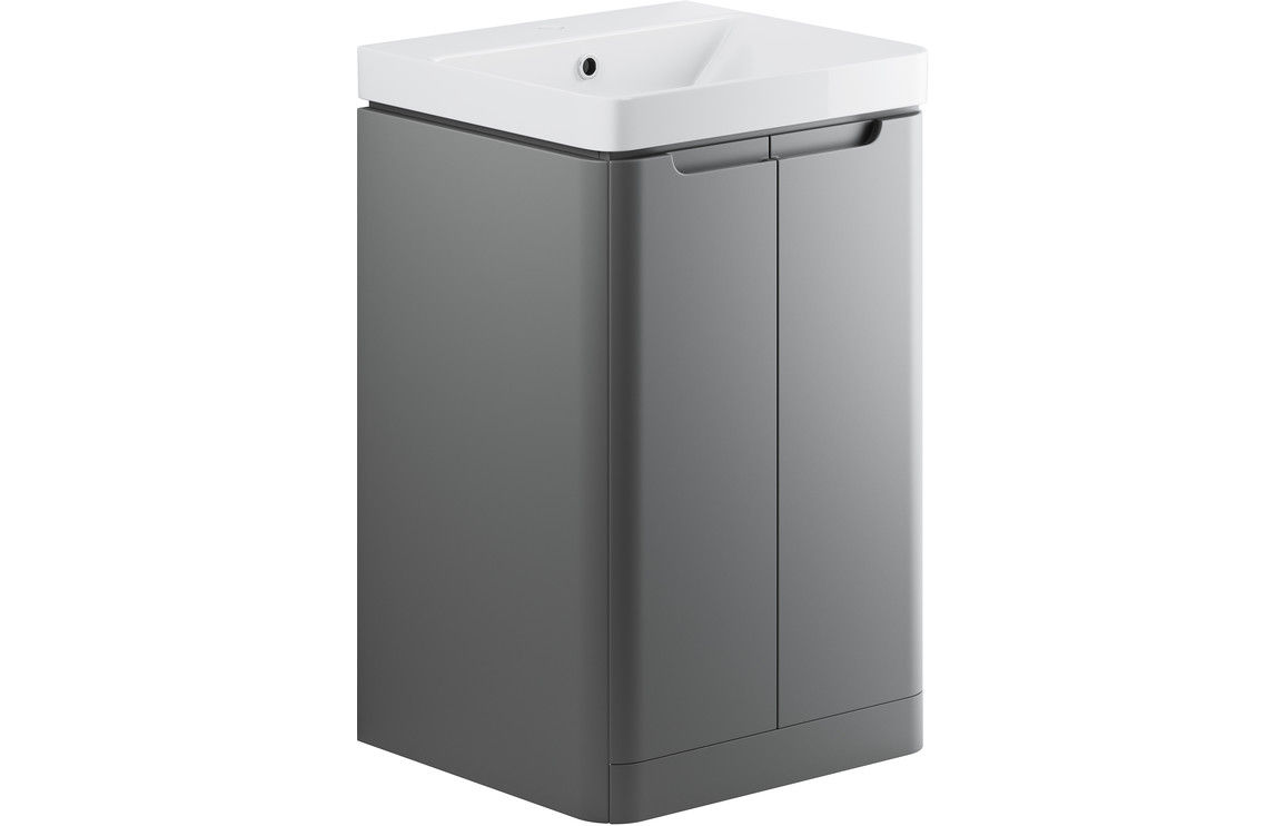 Lisbon 500mm 2 Door Floor Standing Cloakroom Vanity Unit - Matt Grey