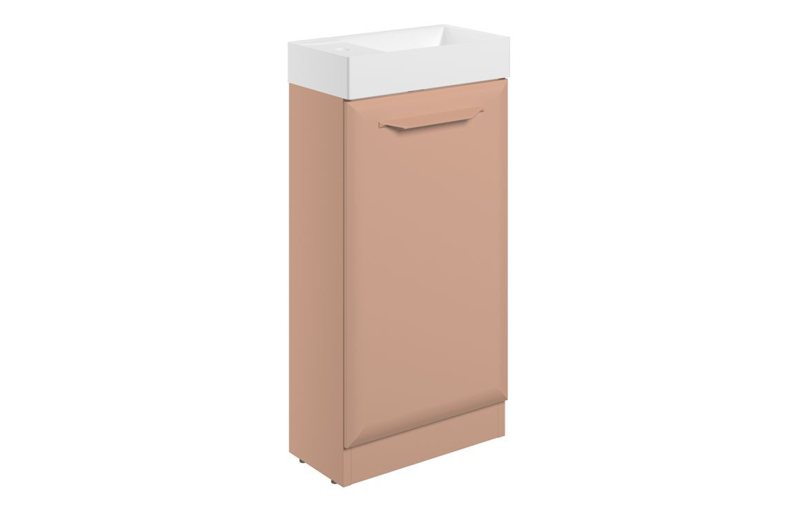 Monty 410mm Floor Standing 1 Door Cloakroom Basin Unit w/1TH Basin -Matt Apricot