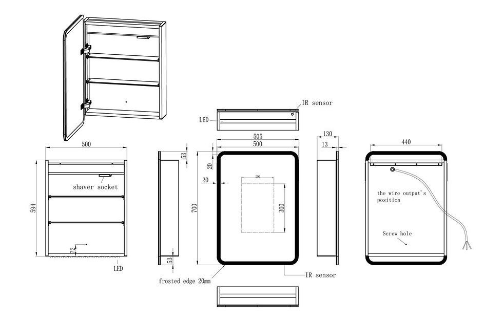 Thumbnail: Alice 500mm 1 Door LED Bathroom Mirrored Cabinet