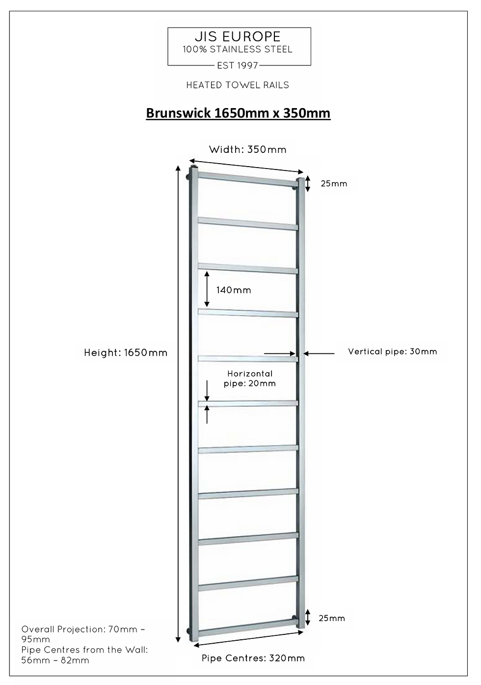 Designer Towel Rail Specification
