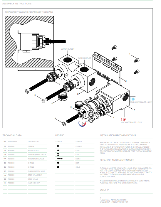 Thumbnail: Zenith Font THERMO VALVE 2 OUTLET Polished Brass