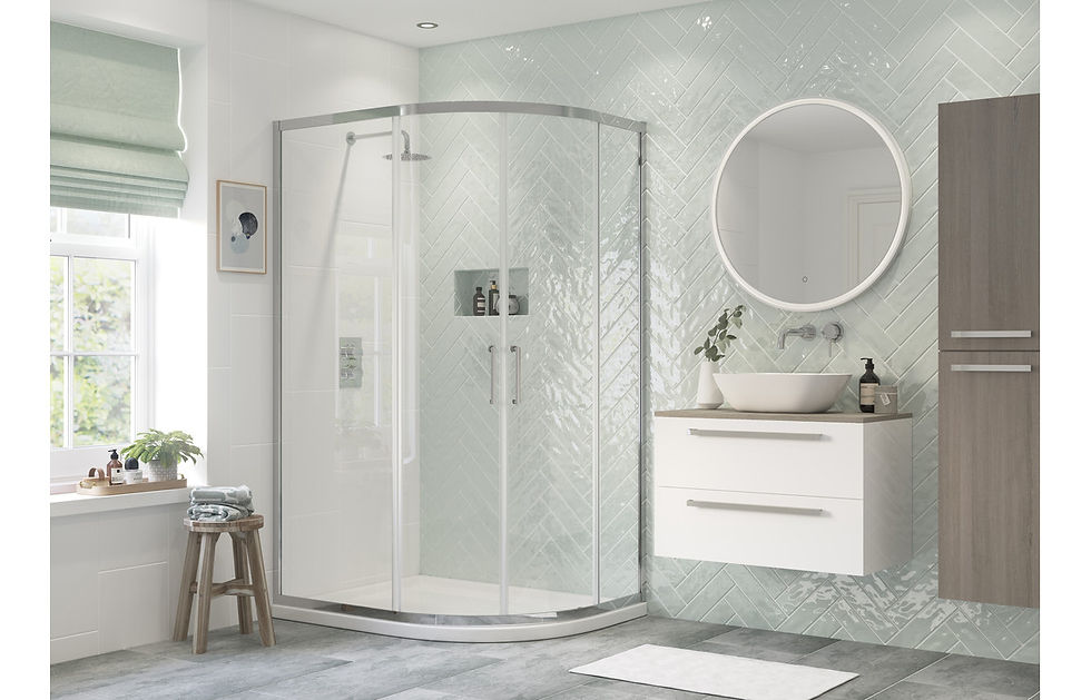 HomeX 900x760mm 2 Shower Door Offset Quadrant Shower Enclosure- Chrome
