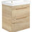 Thumbnail: Deccado Crofton 2 Drawer Vanity Unit 550mm with Ceramic Basin and Brushed Brass Handles - Light Oak