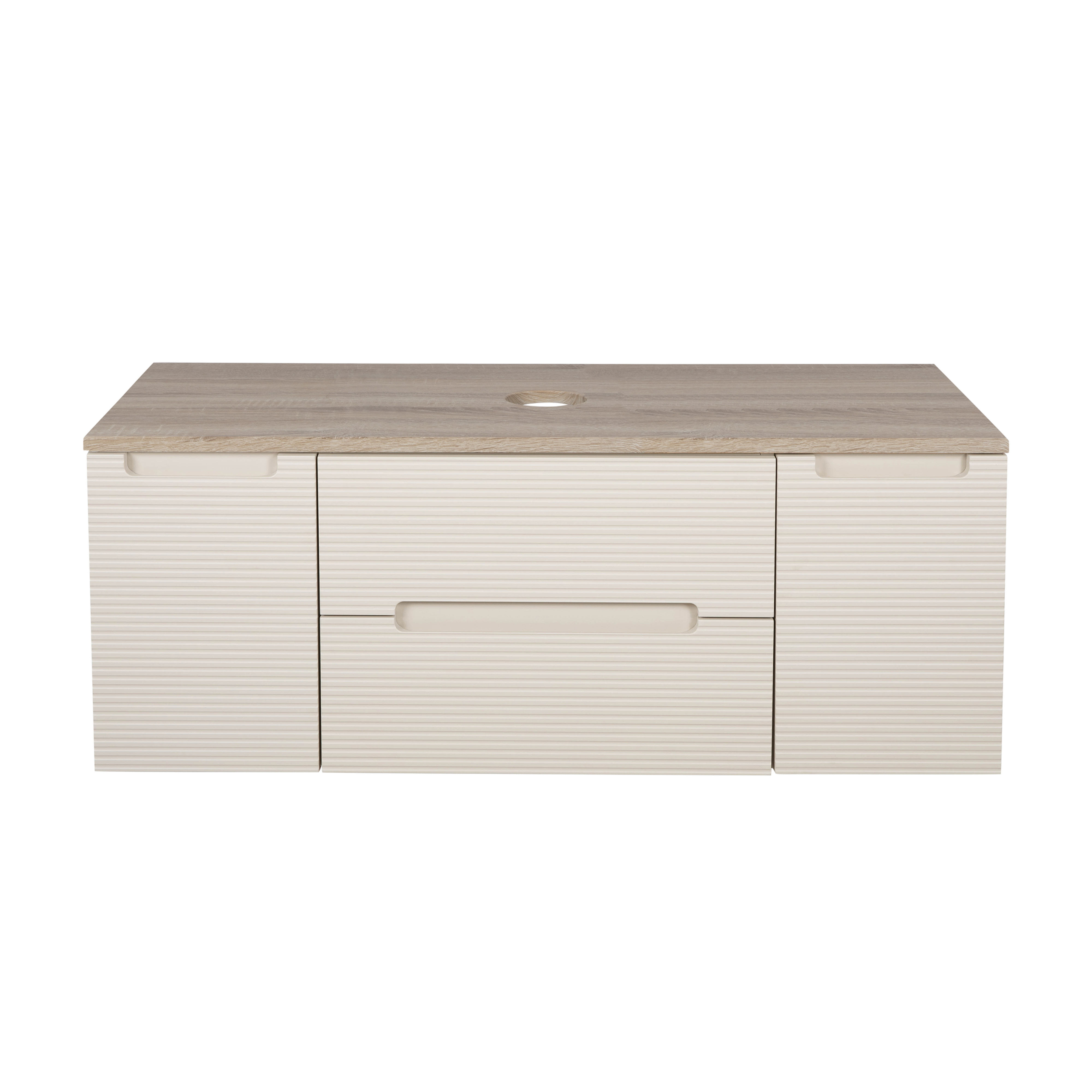 Monza Plus 1200mm Fluted Wall Vanity + 2 Side Cabs + Top - Oatmeal/Oak