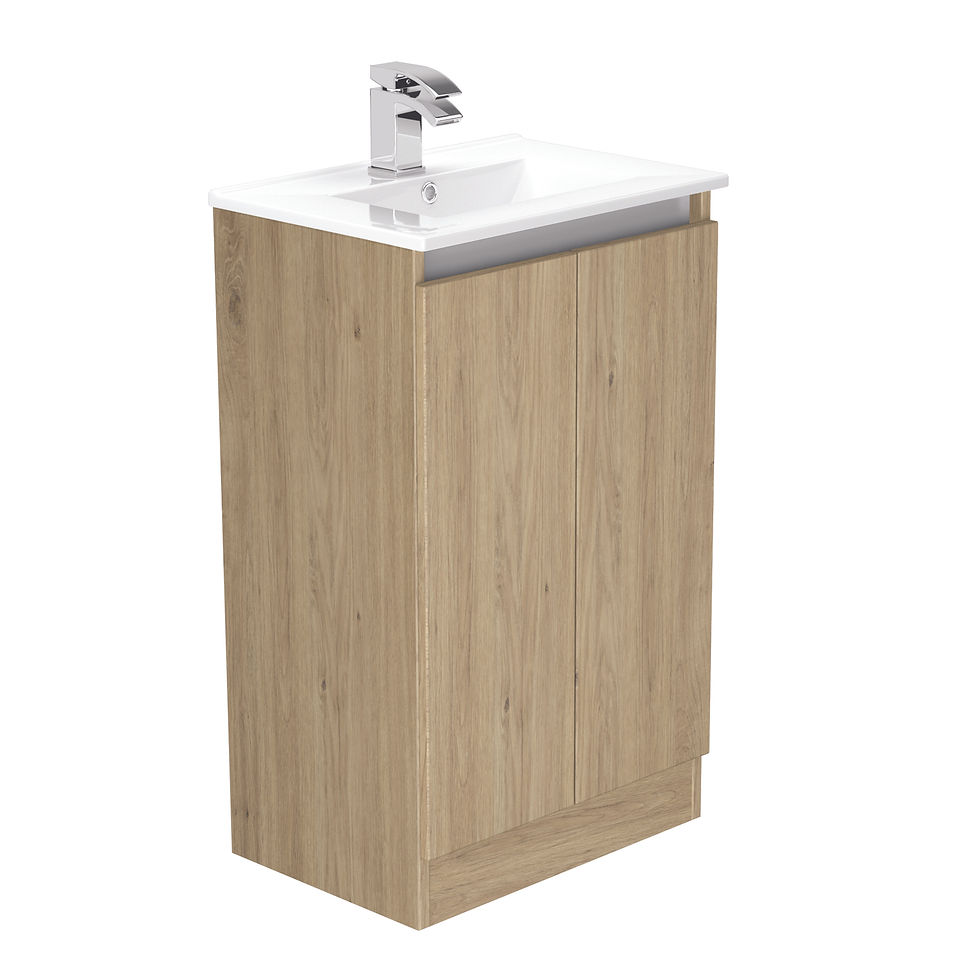 Serenity 500mm Floor Mounted Vanity Unit (370 Depth) - Cupboard - Oak