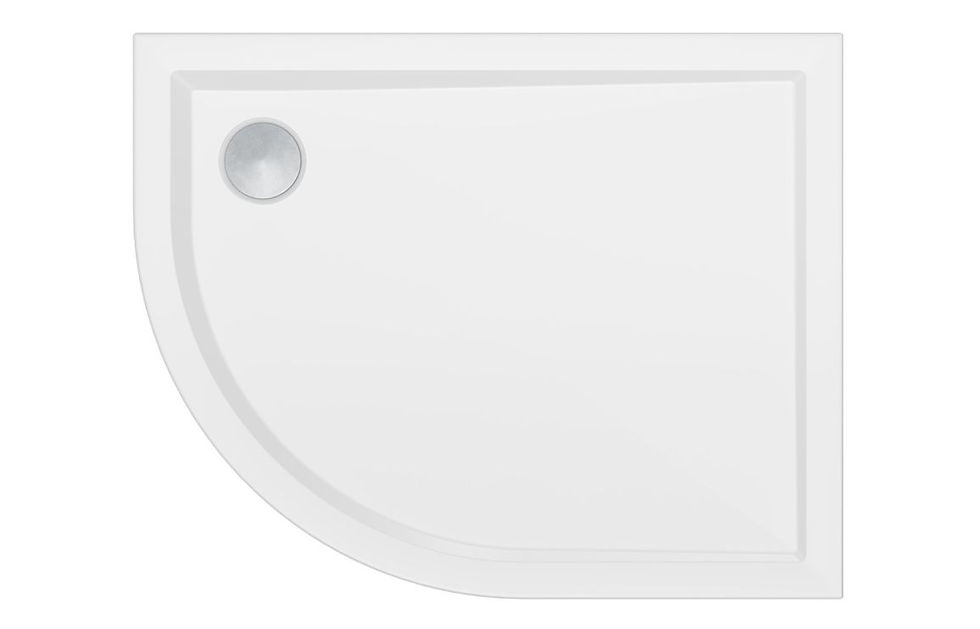 40mm Low Profile 1000x800mm Offset Quadrant Tray & Waste (LH) - White