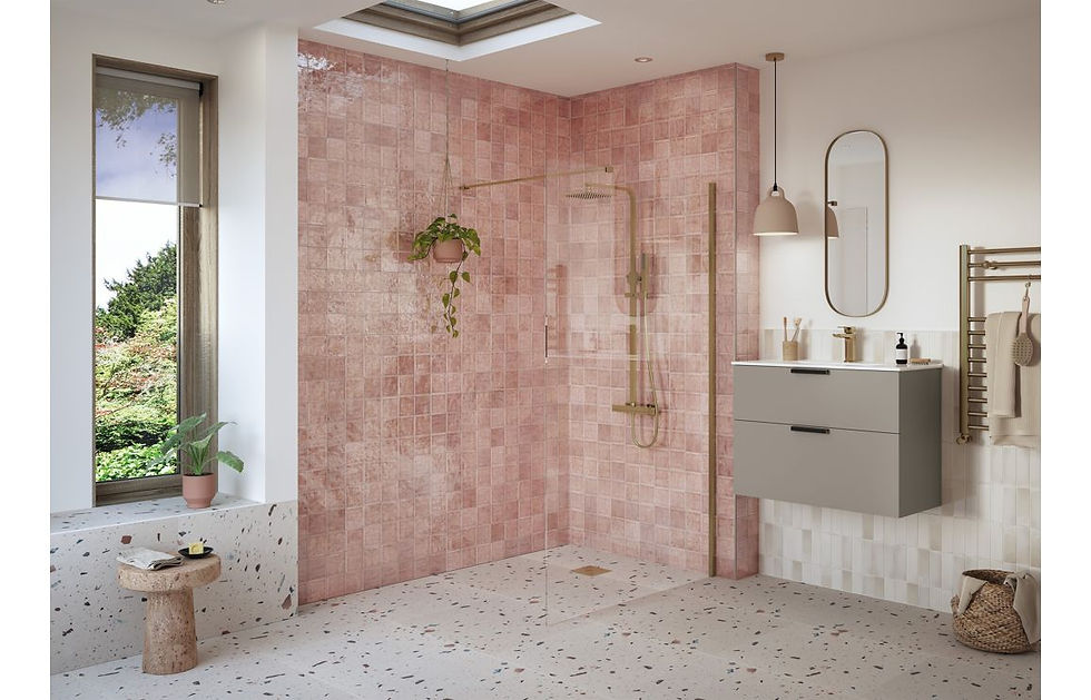 Prism 1200mm Wetroom Panel & Support Bar - Brushed Bronze