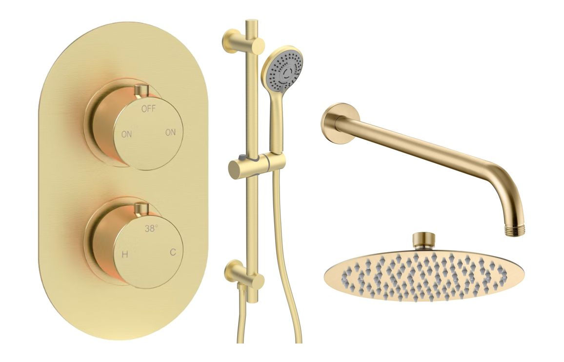Aura Round Shower Valve & Kit Pack 3 - Brushed Brass