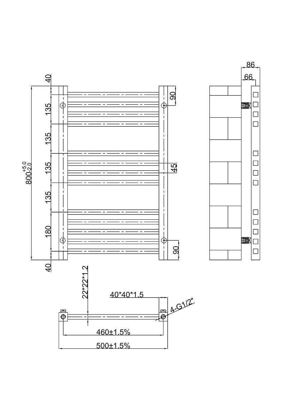 Thumbnail: Broughton Ladder Towel Rail  (13 Bars) Specification