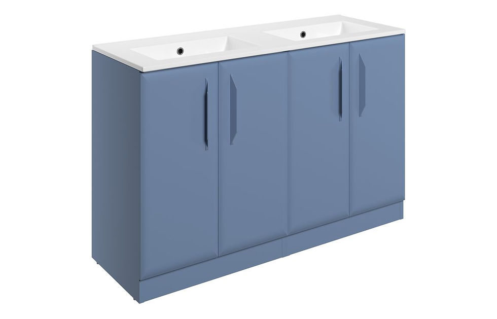 Monty 1210mm Floor Standing 4 Door Basin Unit w/0TH Basin - Matt Misty Blue