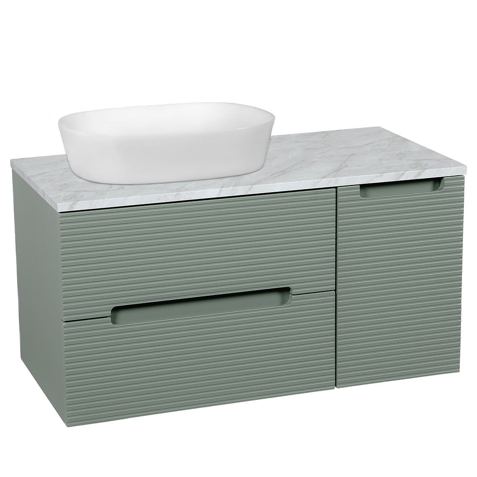 Monza Plus 900mm Wall Hung Vanity Unit with Cabinet & Countertop -  Aloe Green/Grey Marble