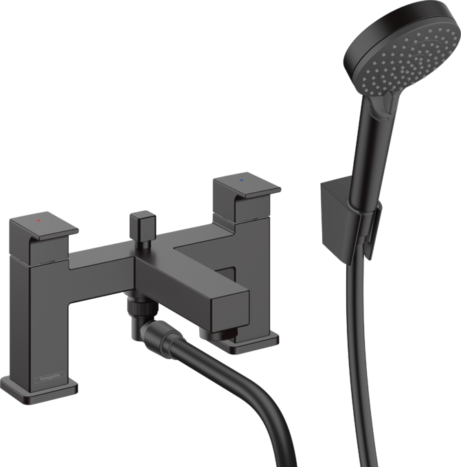 Hansgrohe Vernis Shape 2-hole rim mounted bath mixer with diverter, hand shower