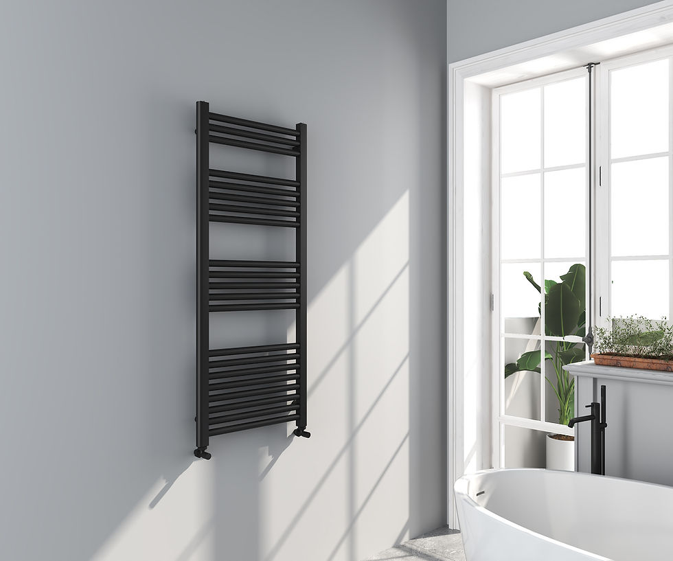 Fusion 1200x500mm Ladder Heated Towel Rail - Black