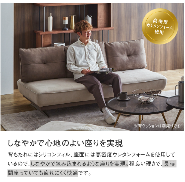 アルフレード 3人掛けソファ 幅180cm レザーテックス プラチナグレー