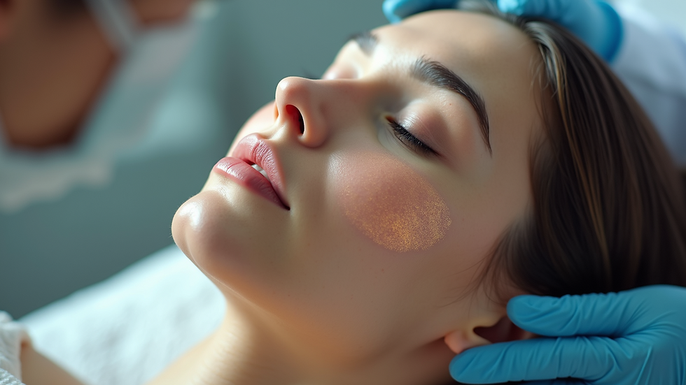 High angle view of healed skin after laser treatment