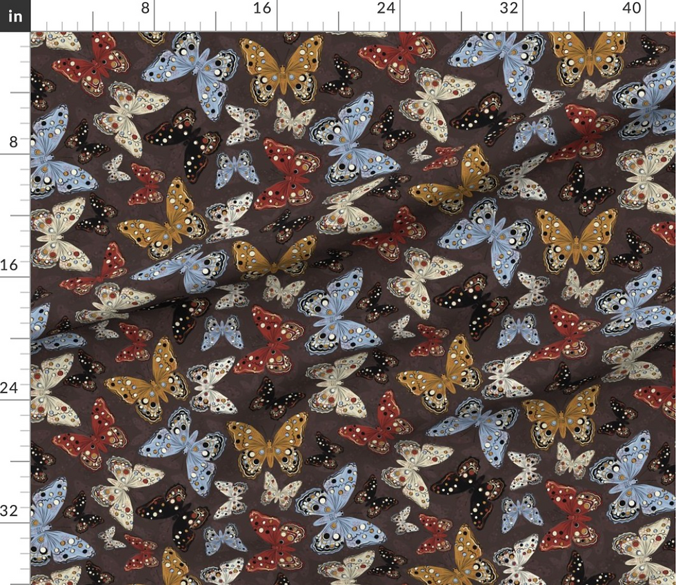 Thumbnail: Butterfly nature pattern design by marta rusin for fashion fabrics store