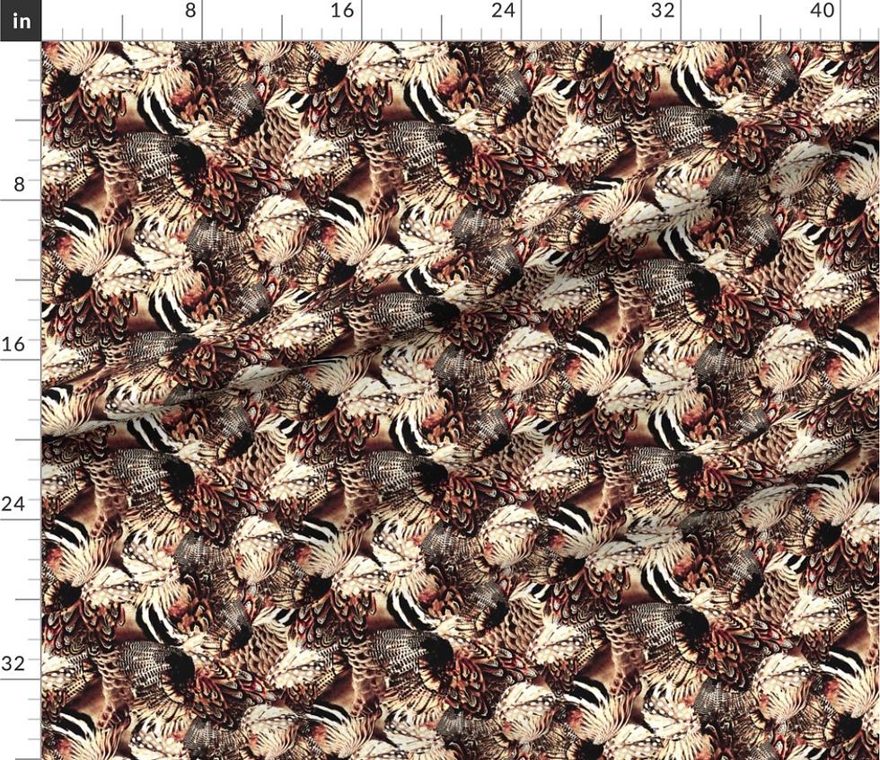 Thumbnail: Mixed Feathers pattern design by marta rusin for fashion fabrics store