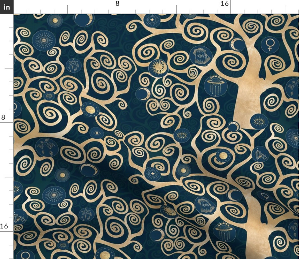 Thumbnail: Klimtesque pattern, tree variation, designed by marta rusin for fashion fabrics store