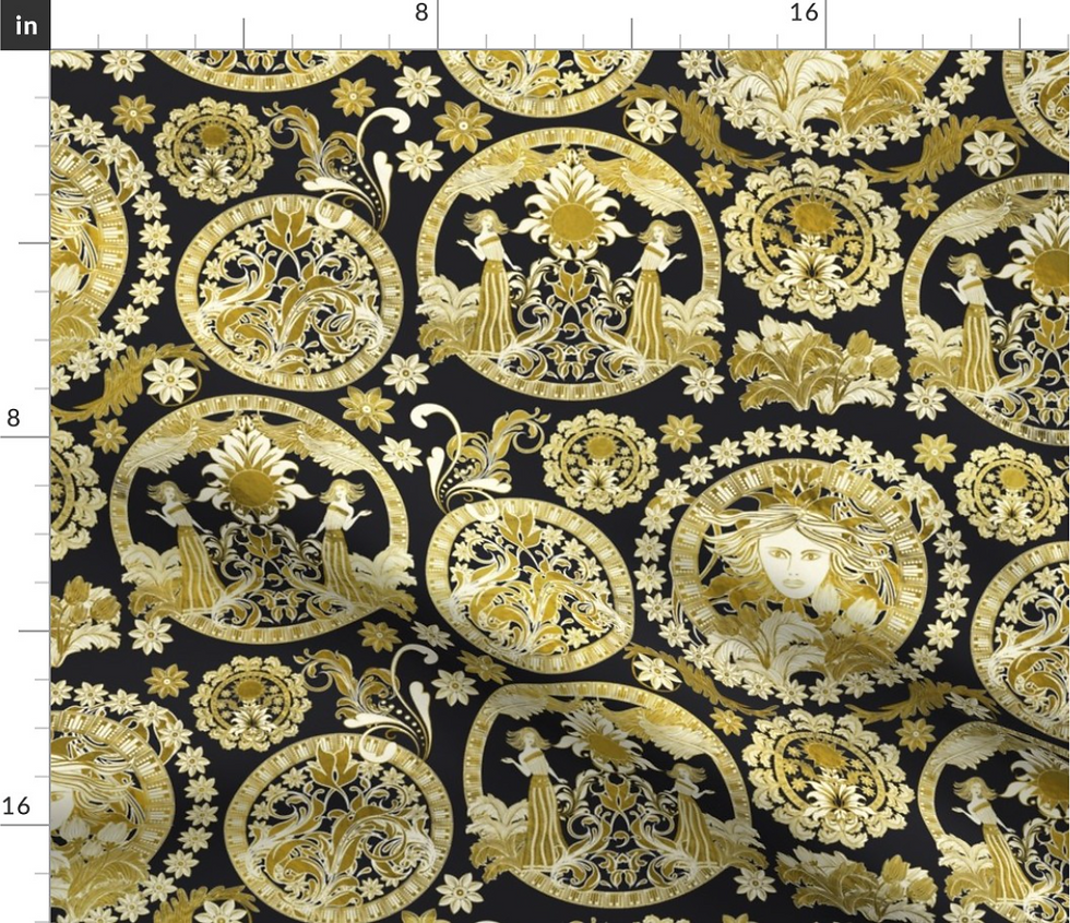 Thumbnail: Baroque pattern portrait design by marta rusin for fashion fabrics store