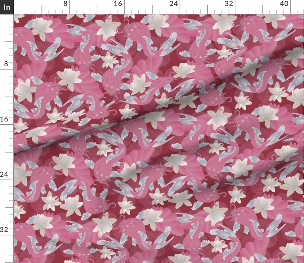Thumbnail: Koi fish pattern design by marta rusin for fashion fabrics store