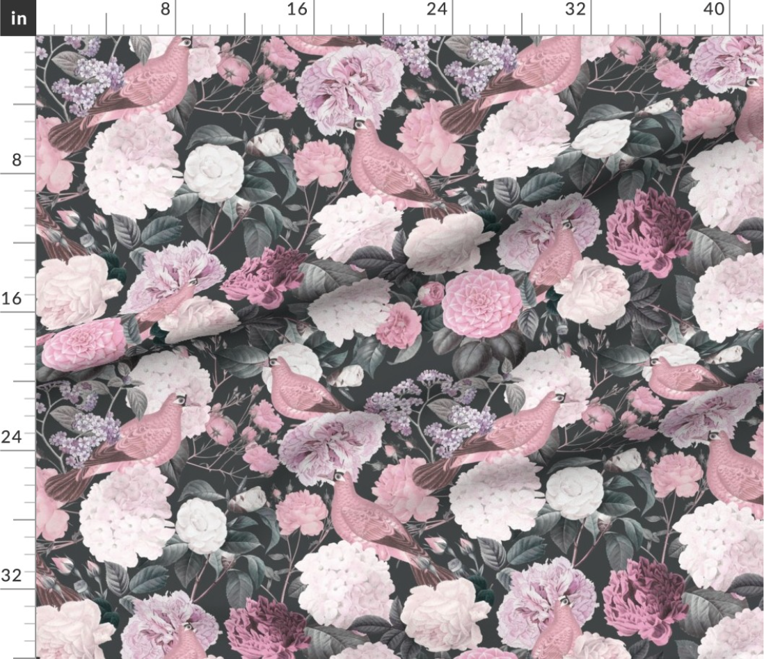 Vintage florals pattern design by marta rusin for fashion fabrics store