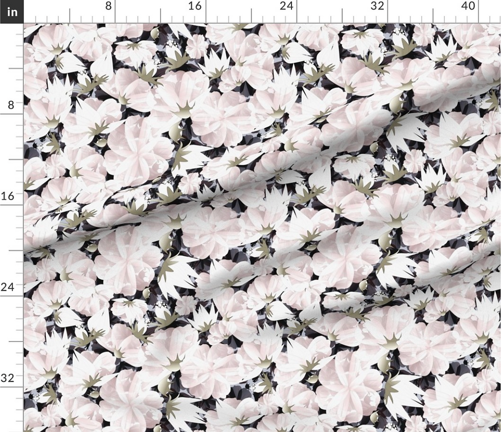Thumbnail: Meadow pattern in the petals variation designed by marta rusin for fashion fabrics store