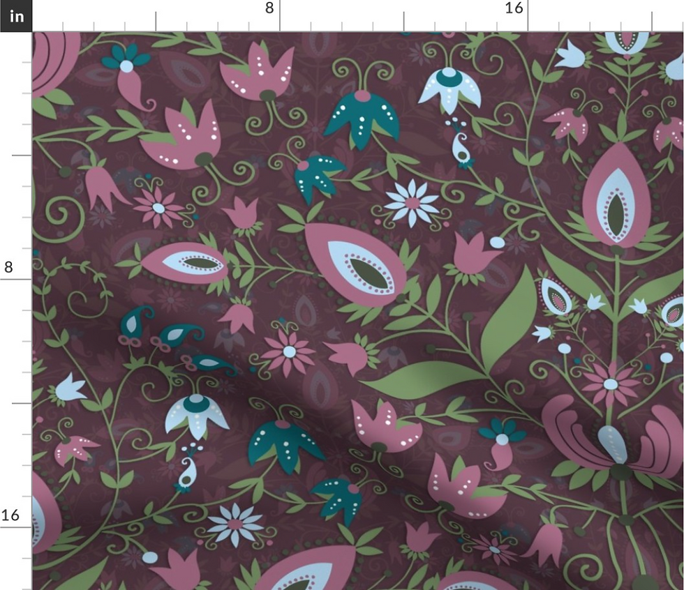 Thumbnail: Kaszubski Polish folklore pattern design by marta rusin for fashion fabrics store