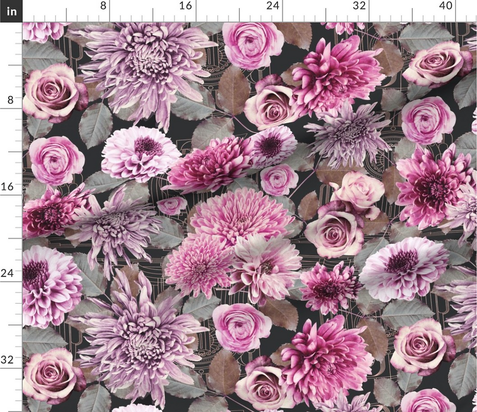 Thumbnail: Moody Florals vintage pattern designed by marta rusin for fashion fabrics store